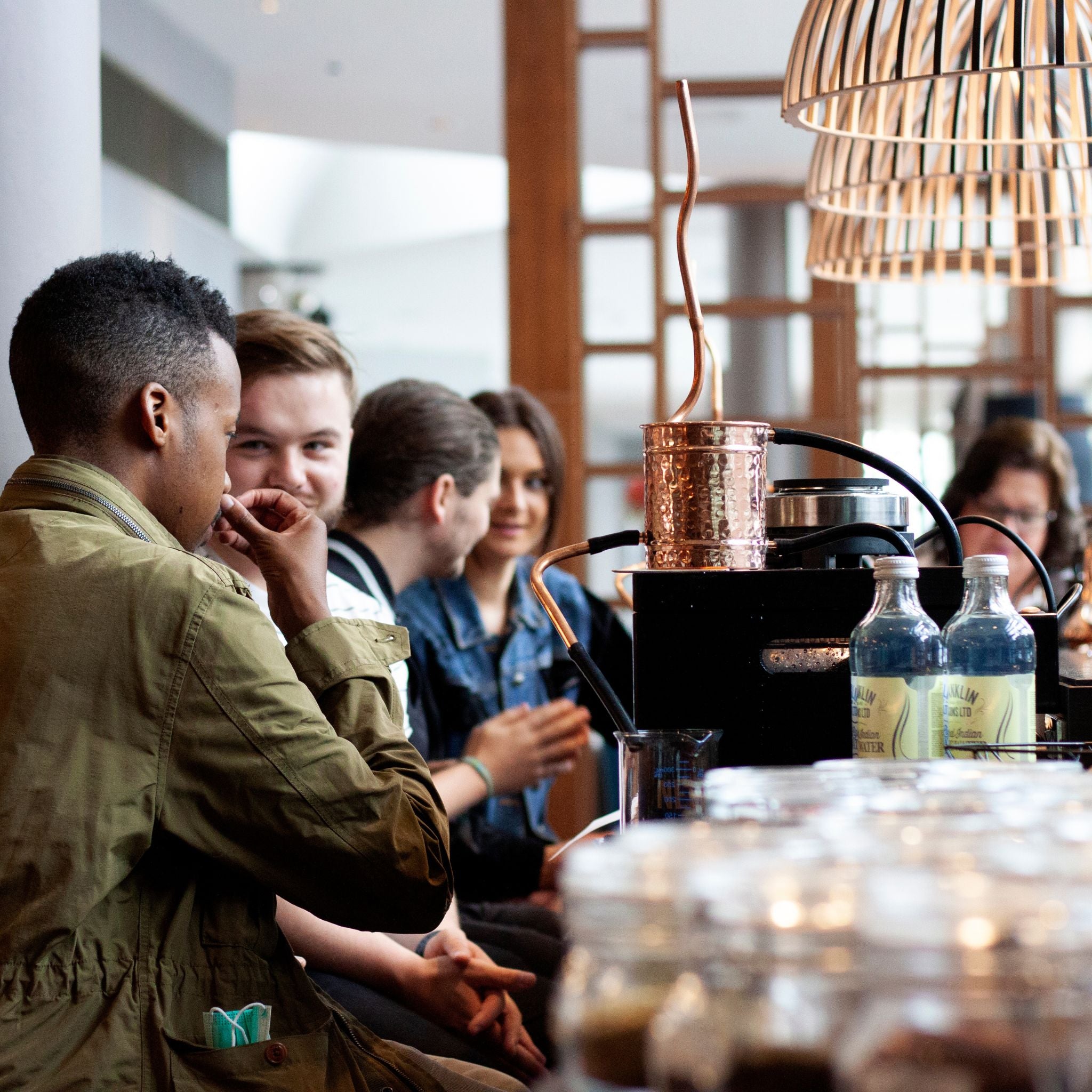 Man smelling botanicals at Nelson's Gin & Vodka School