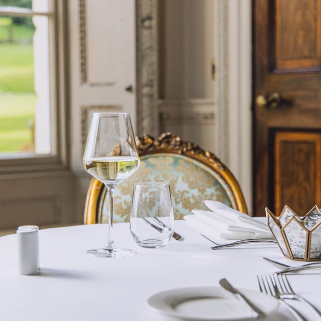 Set table at Hawkstone Hall.