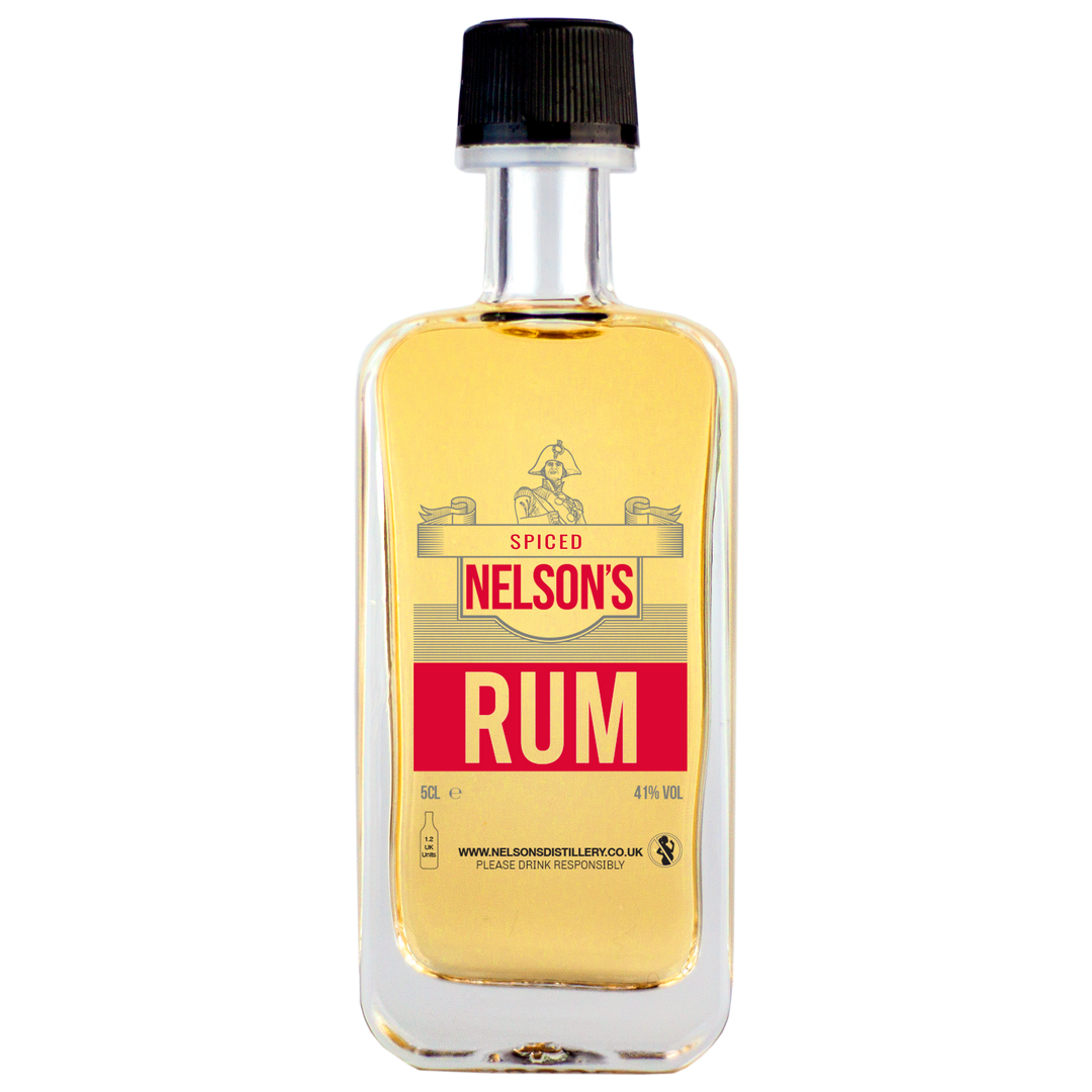 Nelson's Spiced Rum 5cl with clear background.