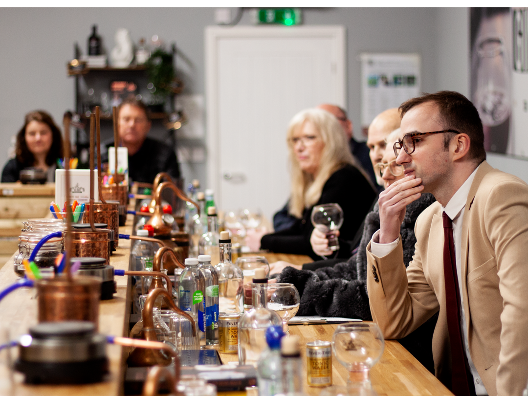 Guest attending Nelson's Tour, Talk & Taste at Nelson's Gin, Rum & Vodka School.
