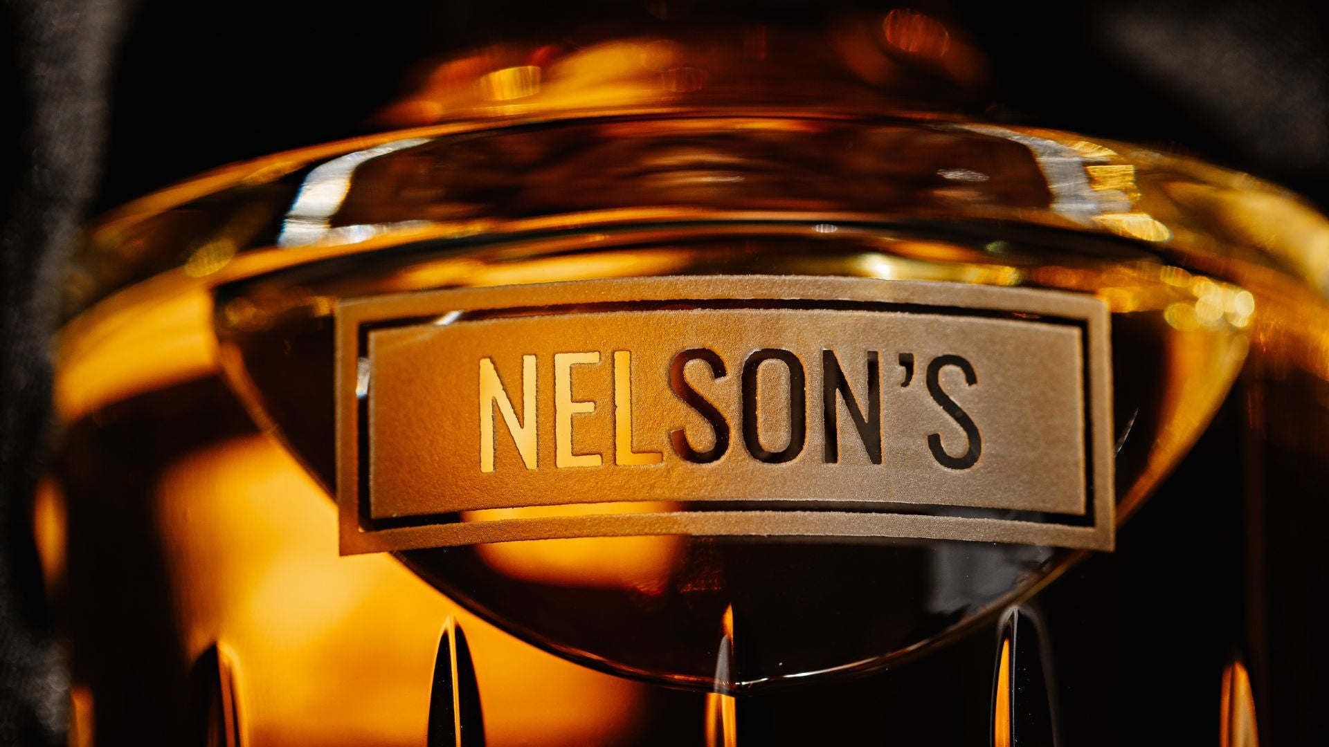 Close up of the Nelson's logo on Nelson's Sherry Cask Rum bottle.