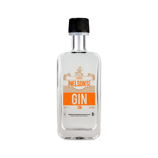 Nelson's 5cl glass Timur Gin with clear background.